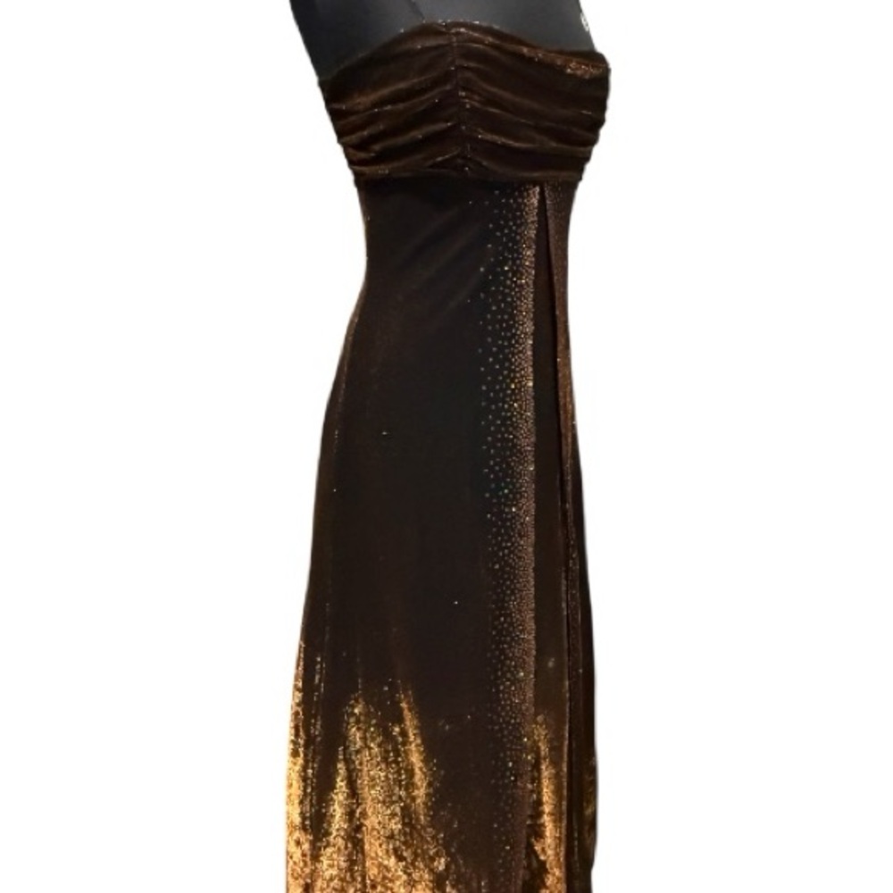 Vintage Y2K Jump Apparel Metallic Bronze Corset Gown Fairycore Gothic Prom Dress - Picture 7 of 16